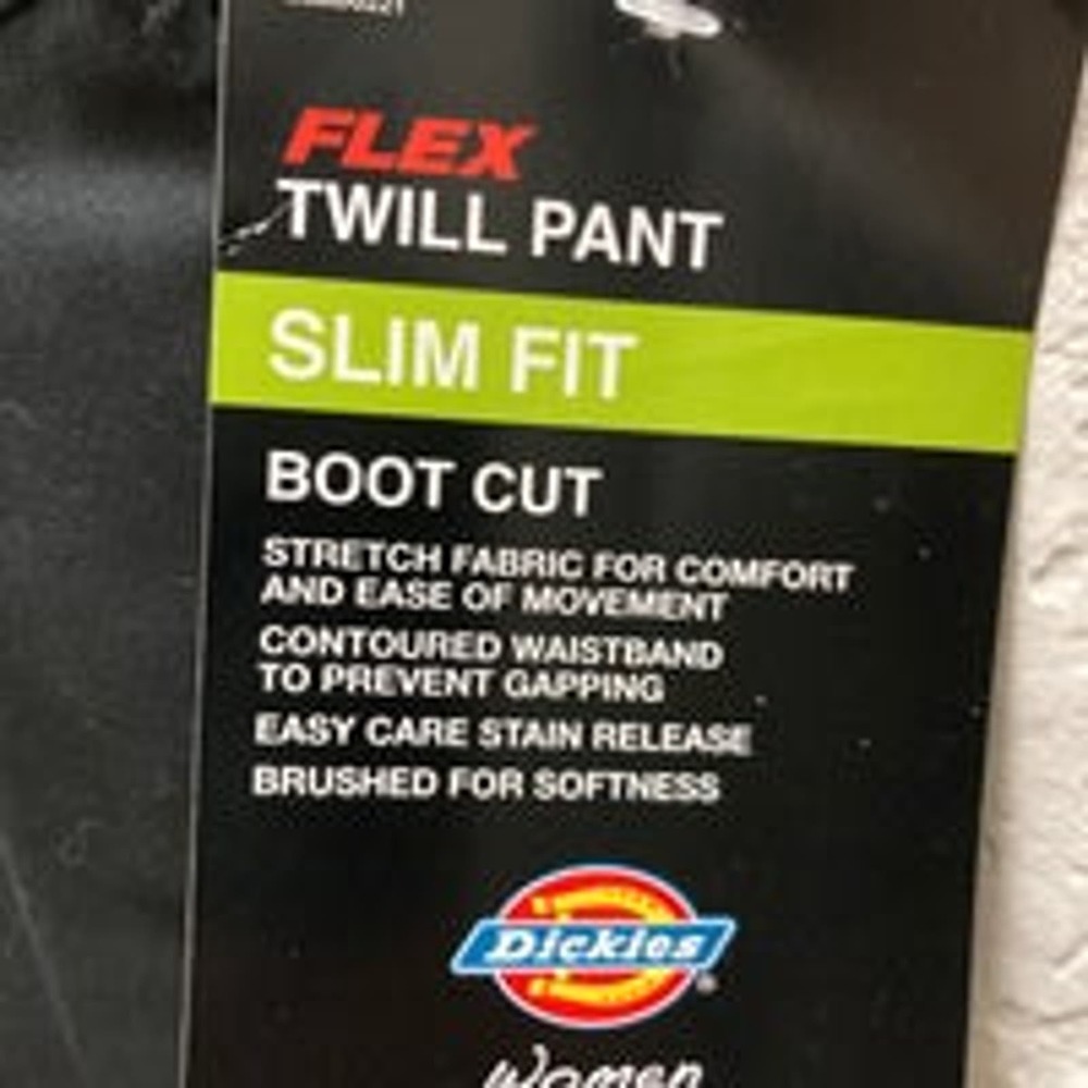 Dickies Women Black Pants Flex Twill Slim Fit 12L Bootcut - Picture 3 of 11
